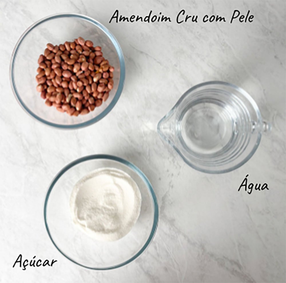 Visão dos ingredientes do amendoim doce
