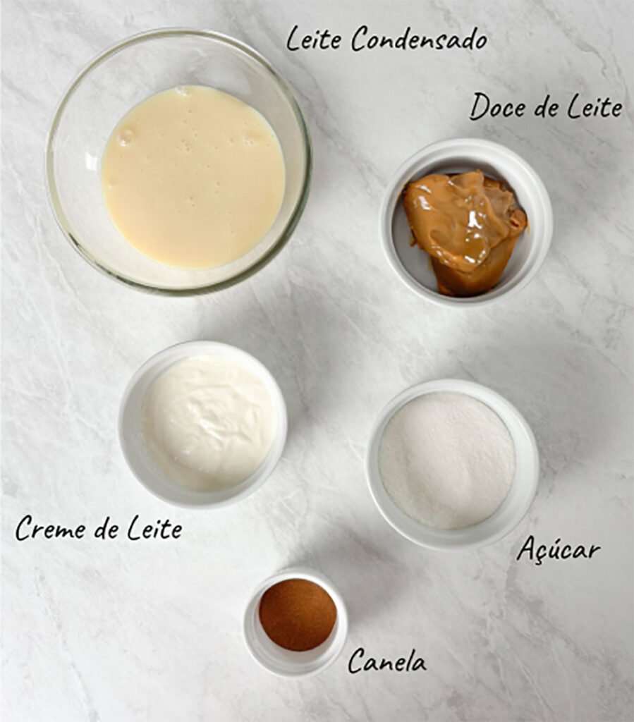 Visão dos ingredientes do brigadeiro de churros
