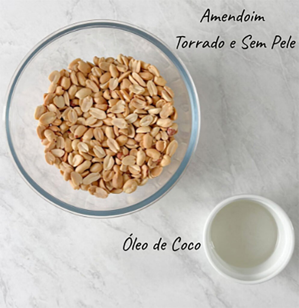 Visão dos ingredientes da pasta de amendoim