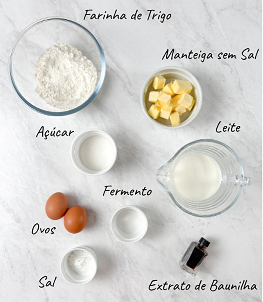 Visão dos ingredientes do waffle